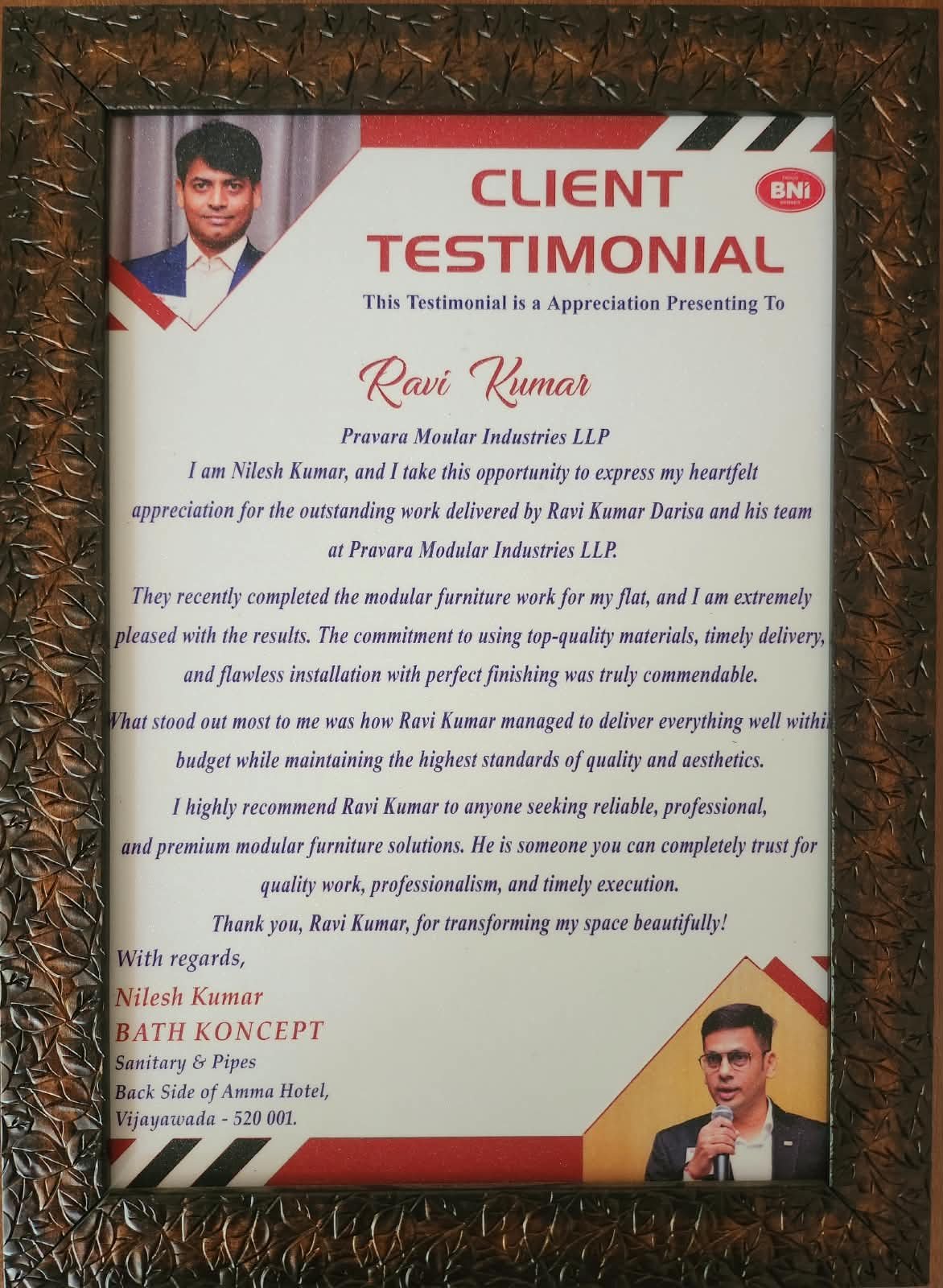 Customer testimonial
