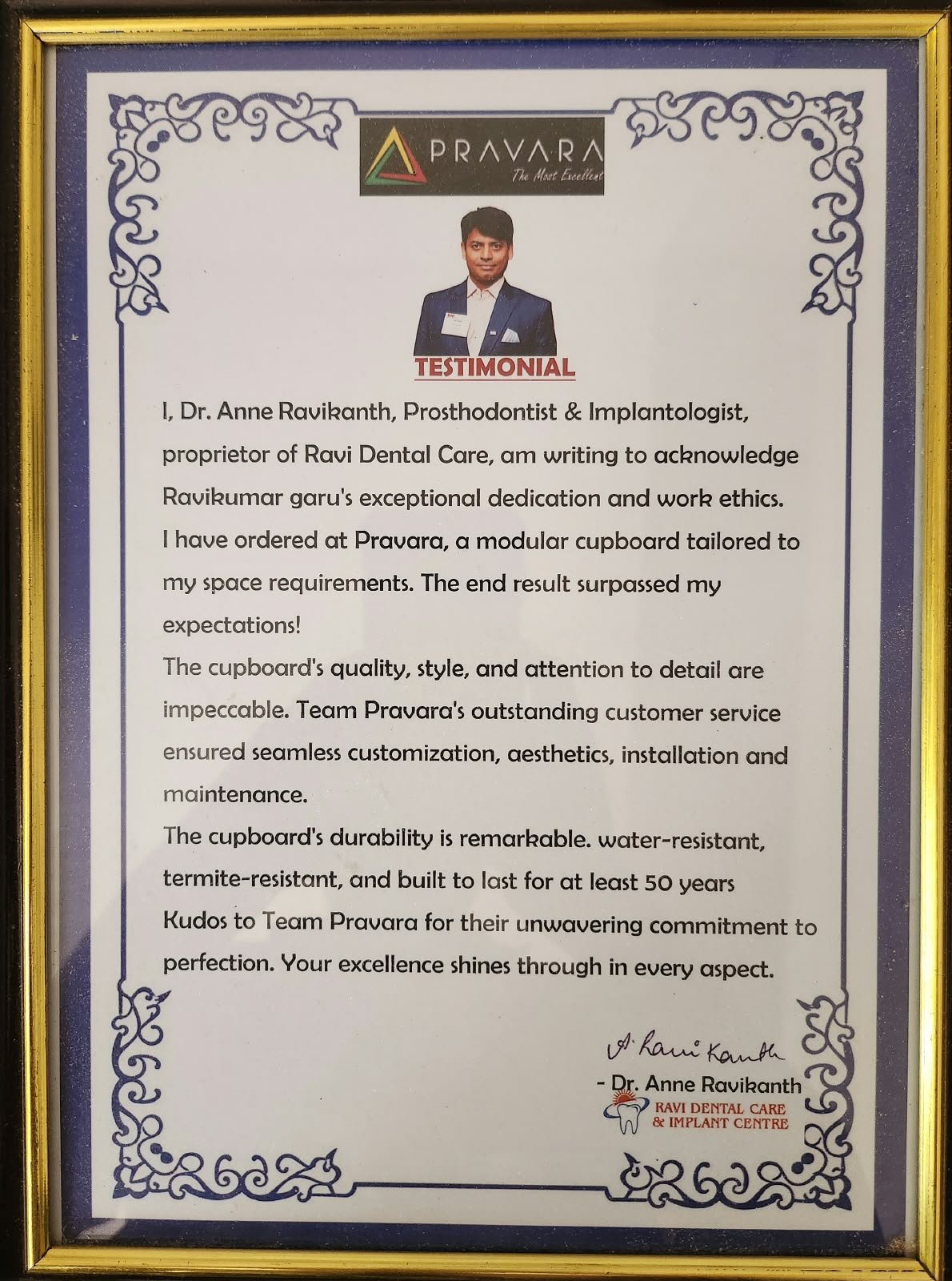 Customer testimonial